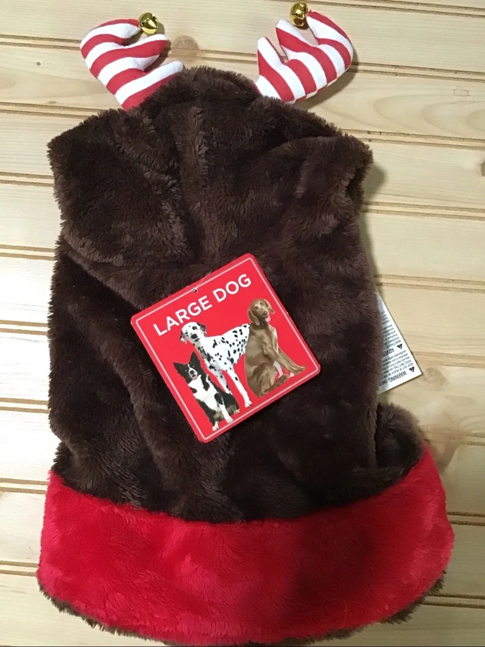 Holiday Time Large Dog Red Nose Candy Cane Antlers Pet Costume NWT